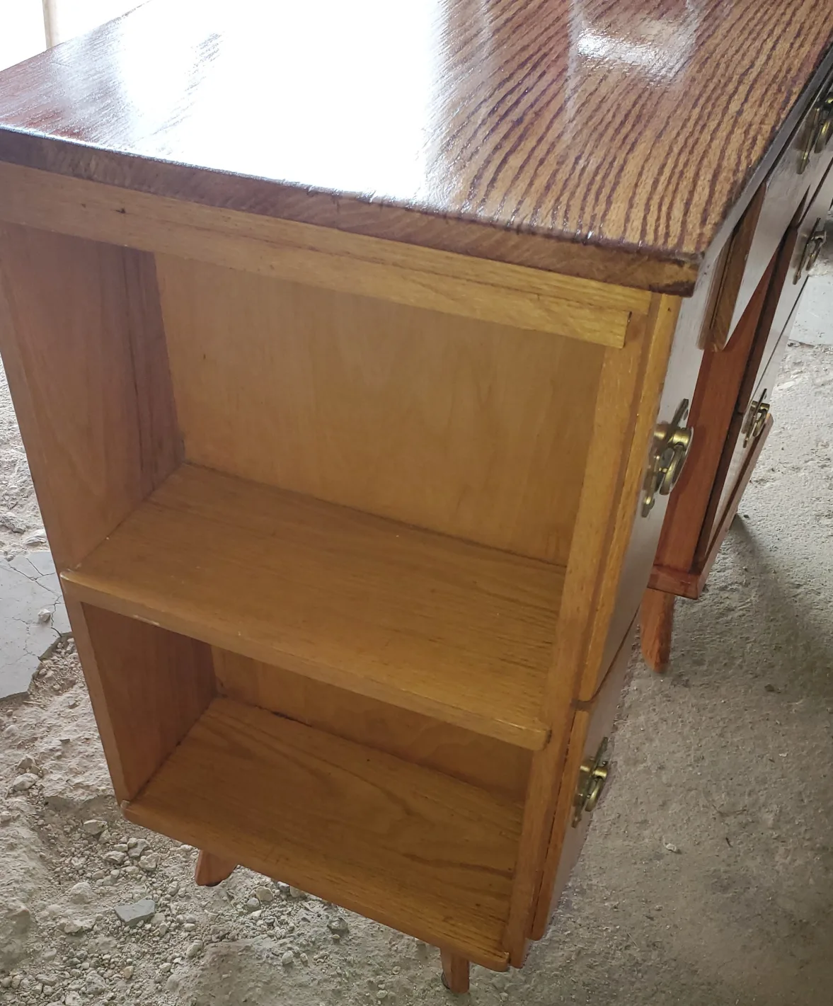 Wooden Desk with Drawers & Bookshelf MCM image indicator(3)