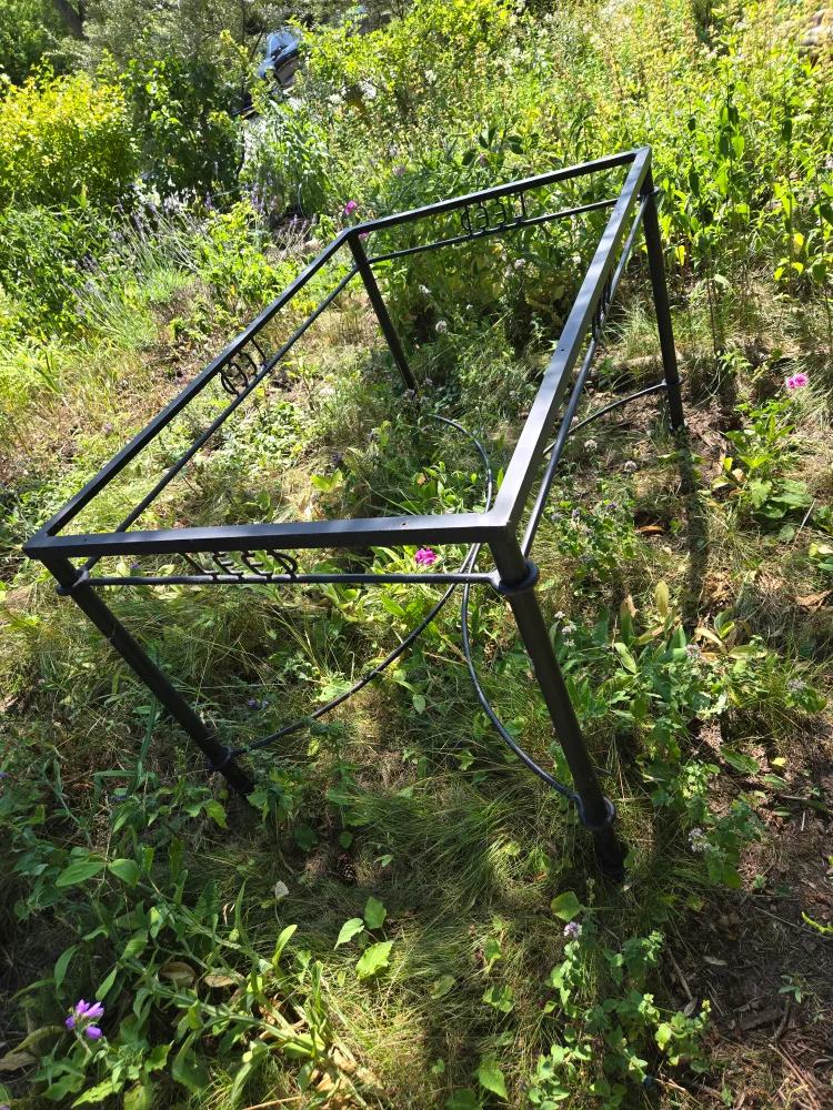solid black steel dining table base thumbnail