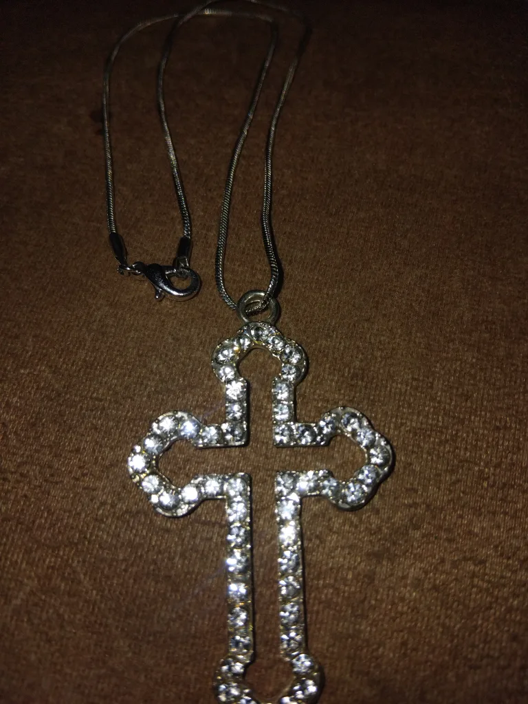 Cross Pendant Necklace with Rhinestones thumbnail