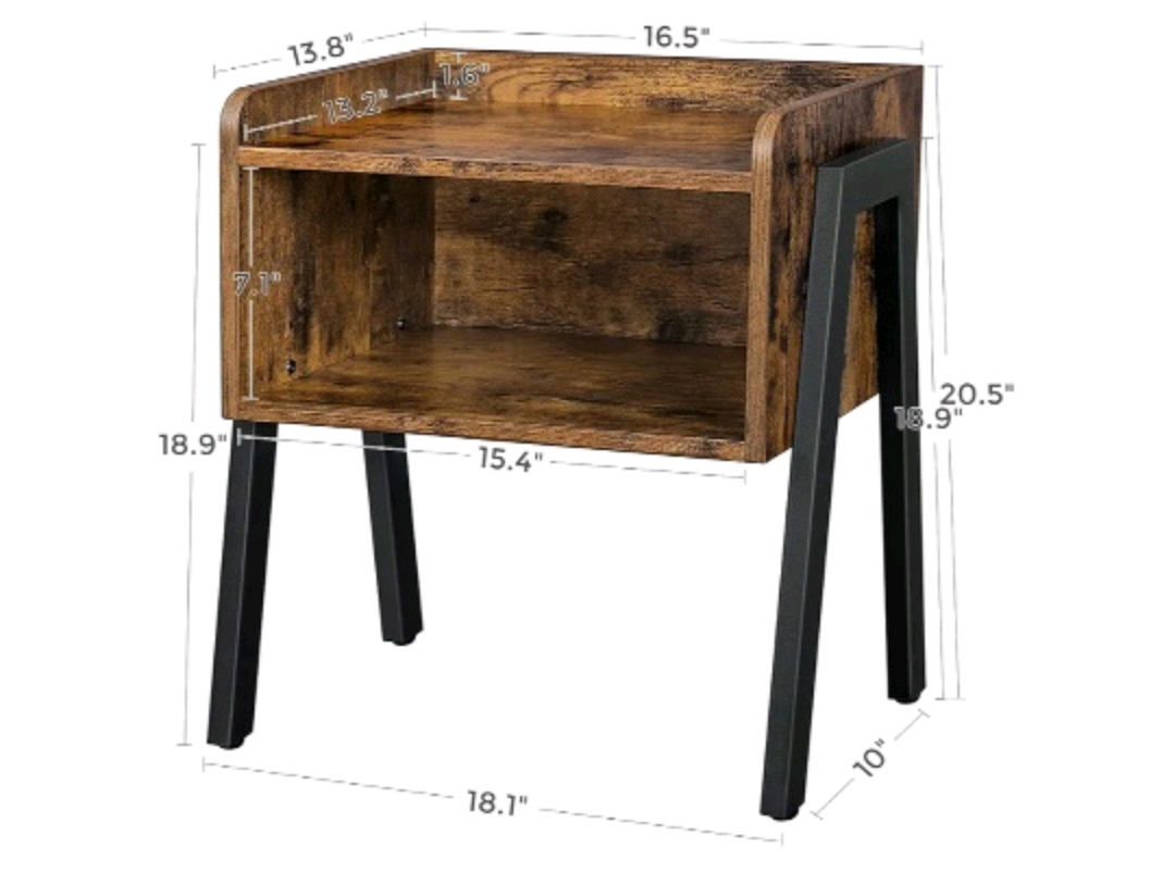Brown Wood Nightstand with Metal Legs - photo 3