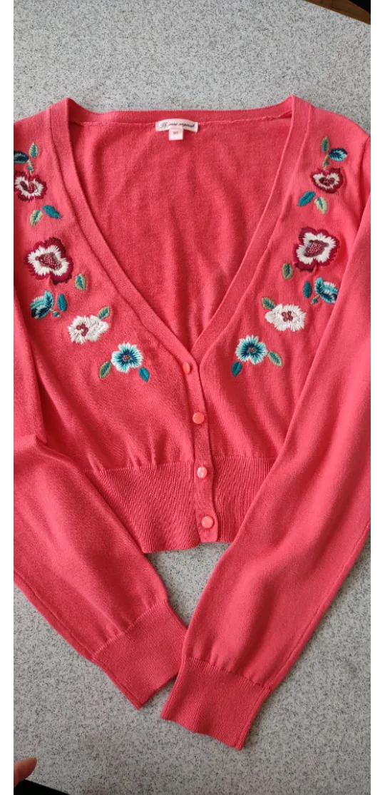 (NEW) Jessica London Coral Embroidered Cardigan image indicator(4)