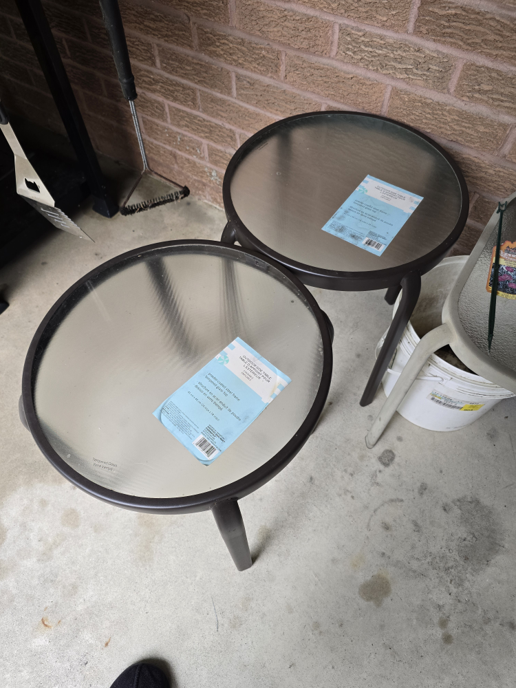 2 Outdoor Side Tables Stackable
