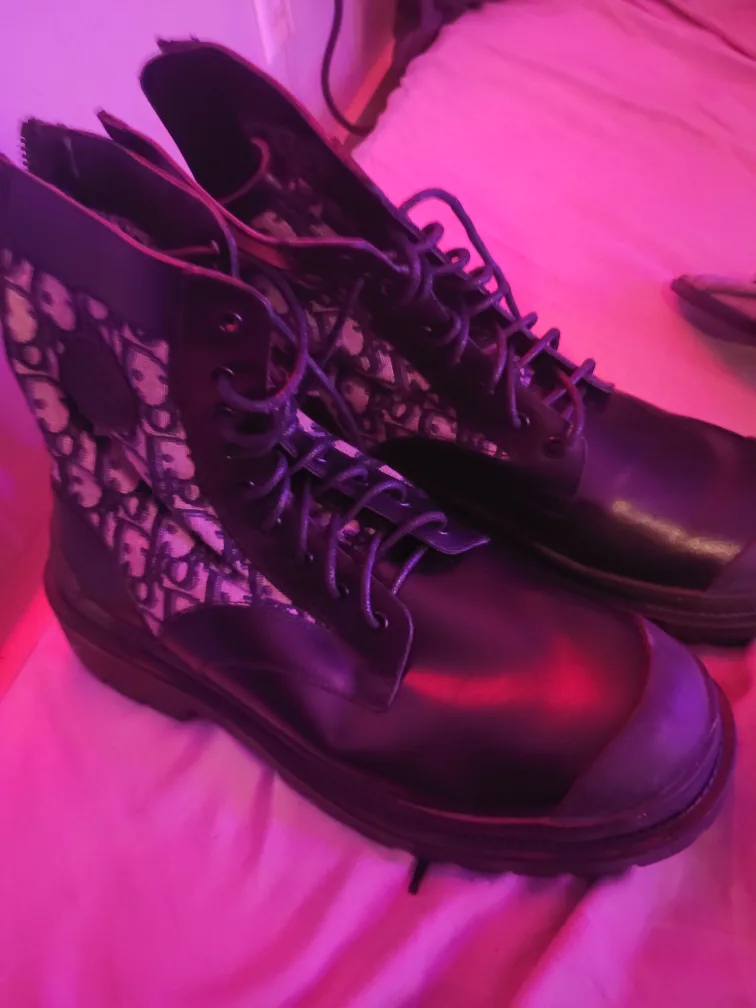 Dior Black Leather & Oblique Canvas Boots thumbnail