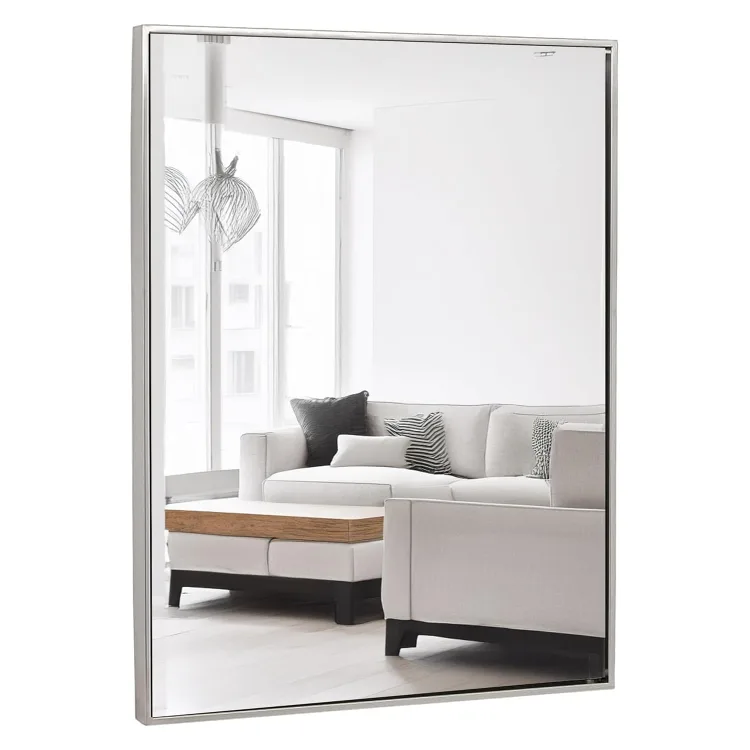 Hamilton Hills 30 x 40 Inch Brushed Silver Wall Mirror NEW thumbnail