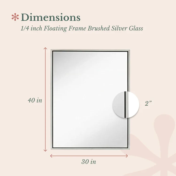 Hamilton Hills 30 x 40 Inch Brushed Silver Wall Mirror NEW image indicator(3)