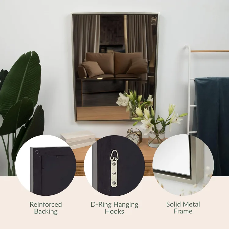 Hamilton Hills 30 x 40 Inch Brushed Silver Wall Mirror NEW image indicator(4)