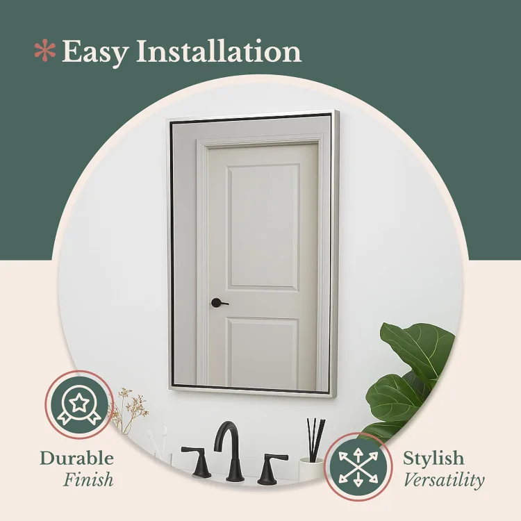 Hamilton Hills 30 x 40 Inch Brushed Silver Wall Mirror NEW image indicator(5)