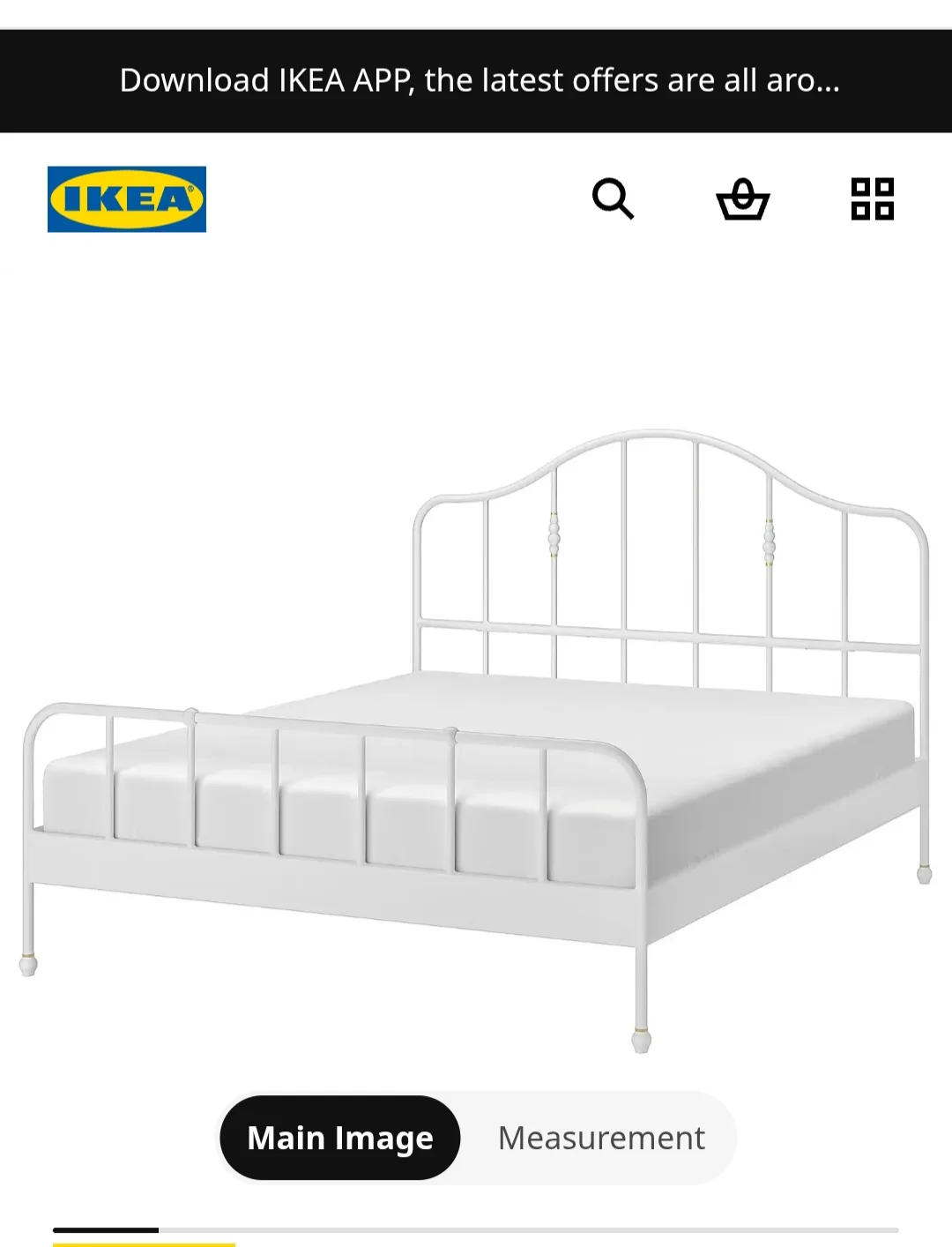 IKEA White Metal Bed Frame, queen Size thumbnail