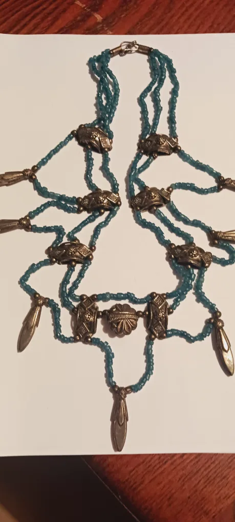 Beautiful Ethnic Tribal Beaded Silver Charms Necklace thumbnail