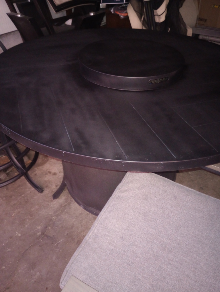 Outdoor Dining Table with Fire Pit & 6 Chairs - photo 3