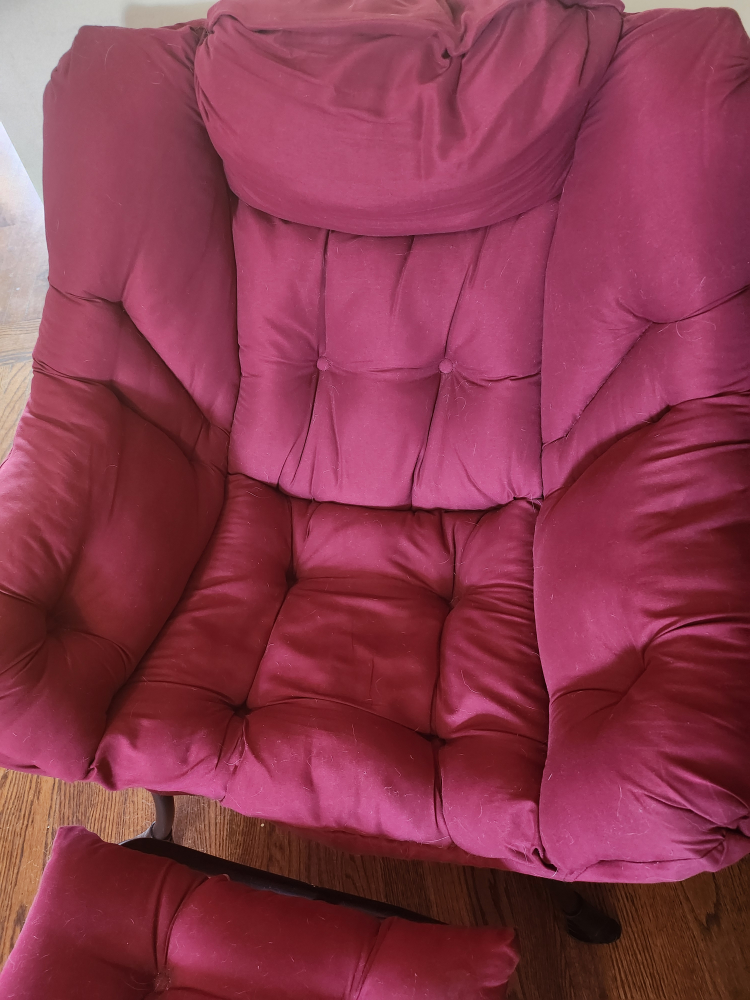 Burgundy Papasan Chair with Ottoman - photo 2