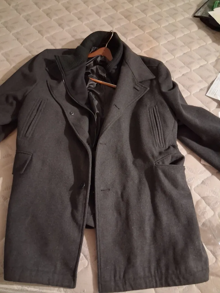 Men's Wool Blend Overcoat - Gray thumbnail