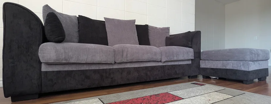 Grey Fabric Sofa with Ottoman thumbnail