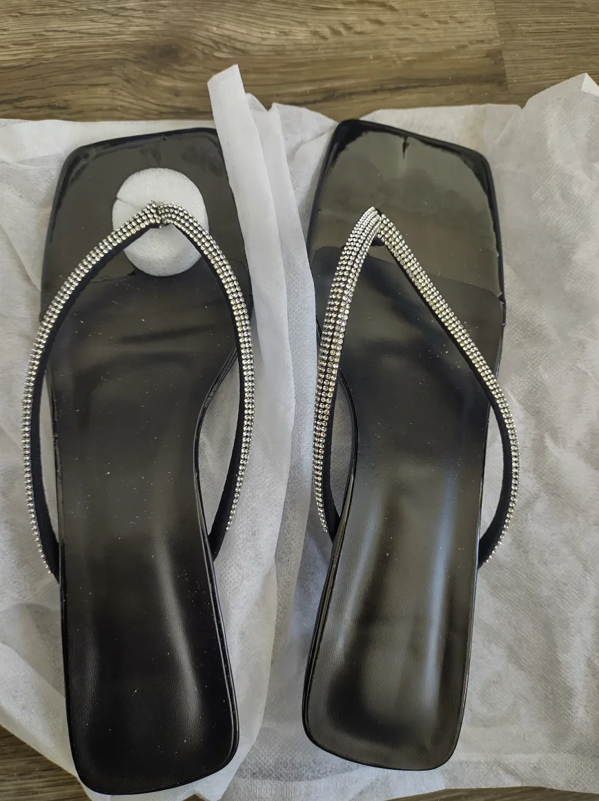 Black Rhinestone Sandals - Size 11 thumbnail