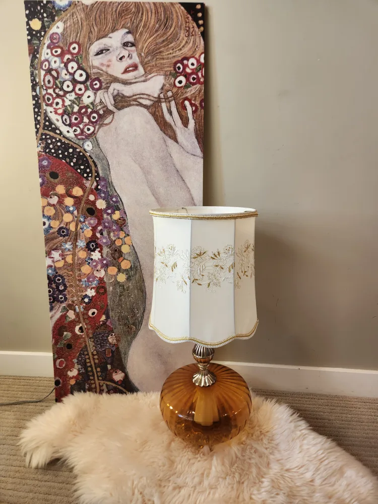 MID CENTURY Amber Glass Lamp thumbnail
