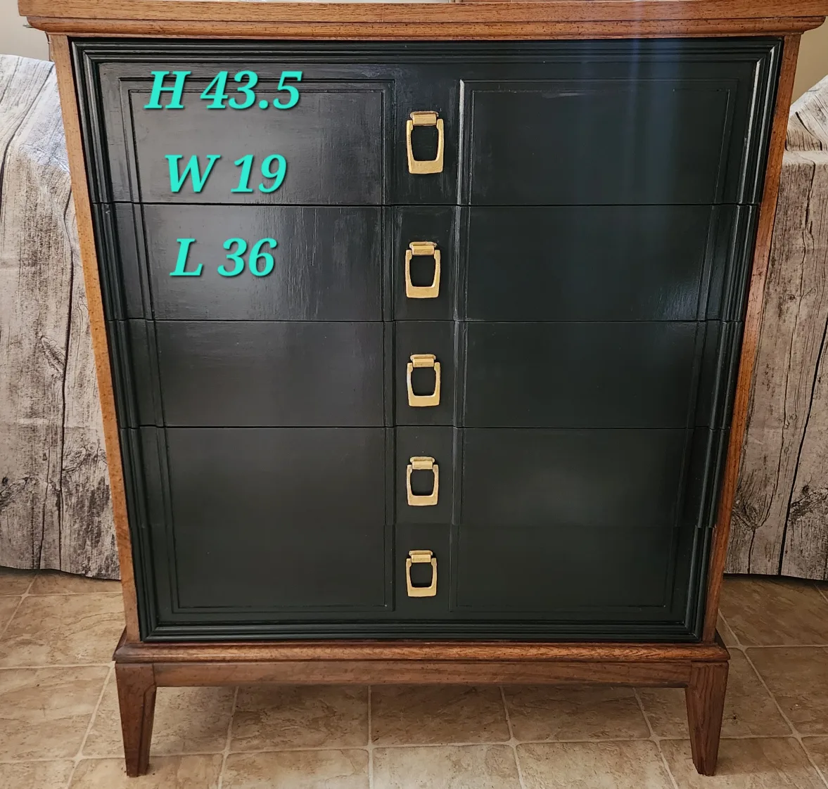 Dixie Tall Dresser - Black & Wood Finish thumbnail