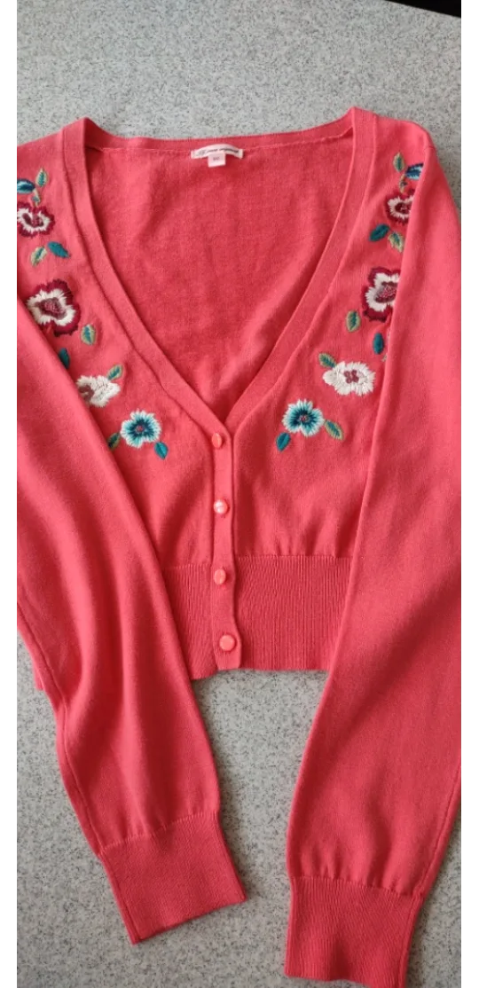 (NEW) Jessica London Coral Embroidered Cardigan thumbnail