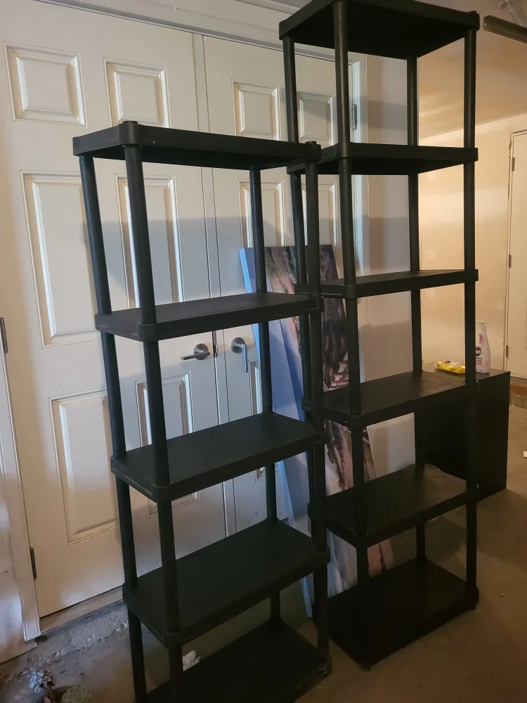 2 Black Plastic 5-Tier Shelf thumbnail