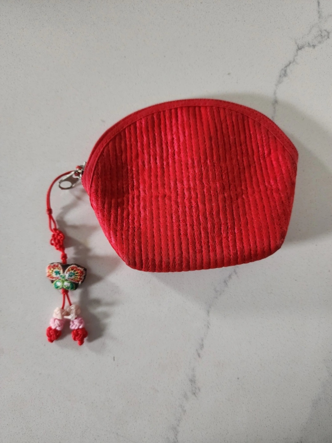 Red Coin Purse with Butterfly Charm
