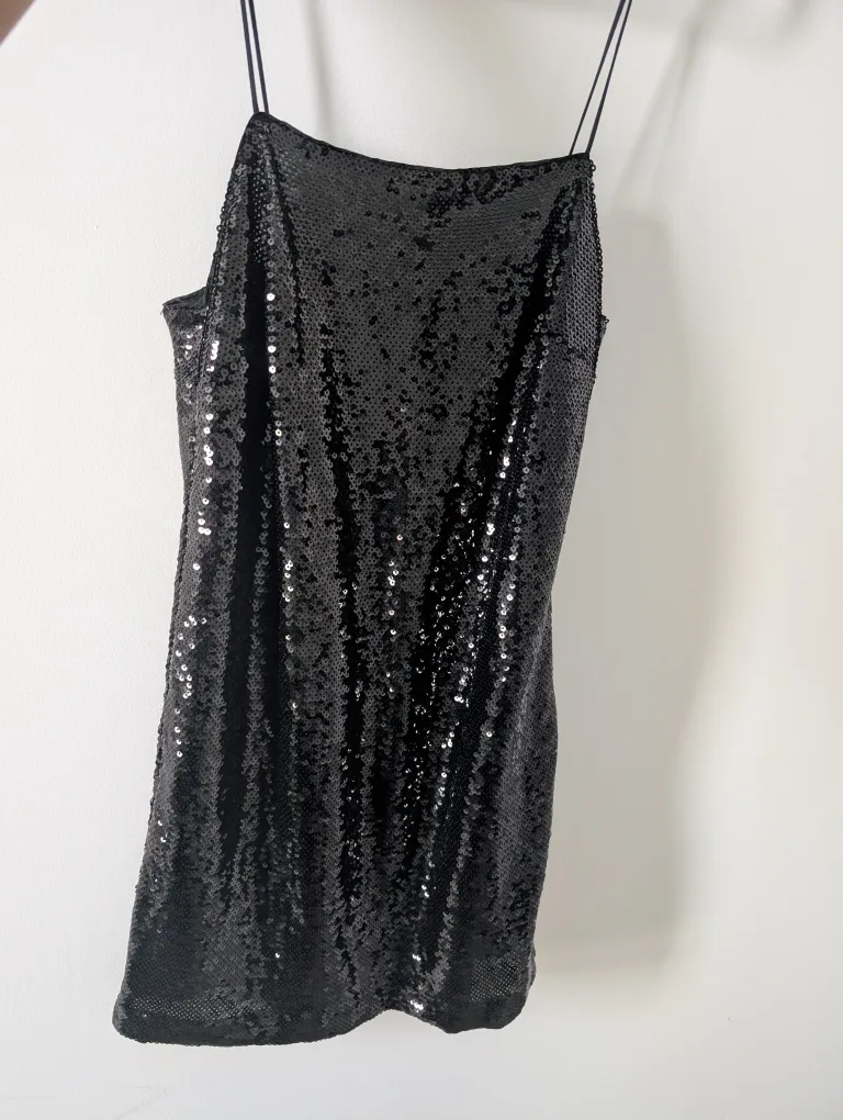 H&M Black Sequin Cami Dress thumbnail