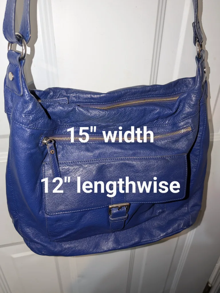 Blue Genuine Leather Shoulder Bag (15"x12") thumbnail