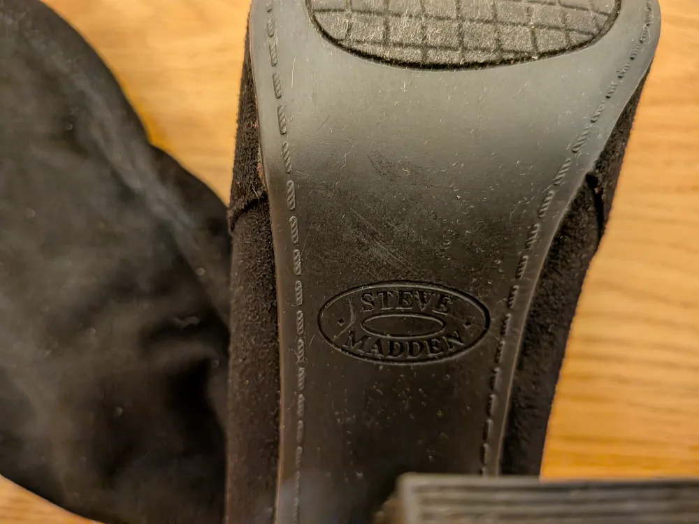 Steve Madden Black Knee High Swede Heeled Boots image indicator(7)