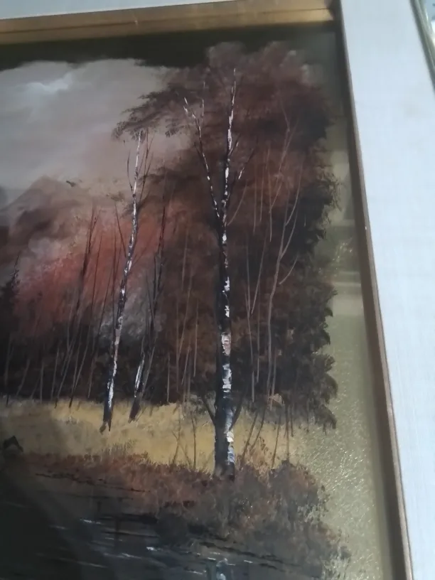 Framed Landscape Painting by Gaston Petridis on Brass image indicator(7)