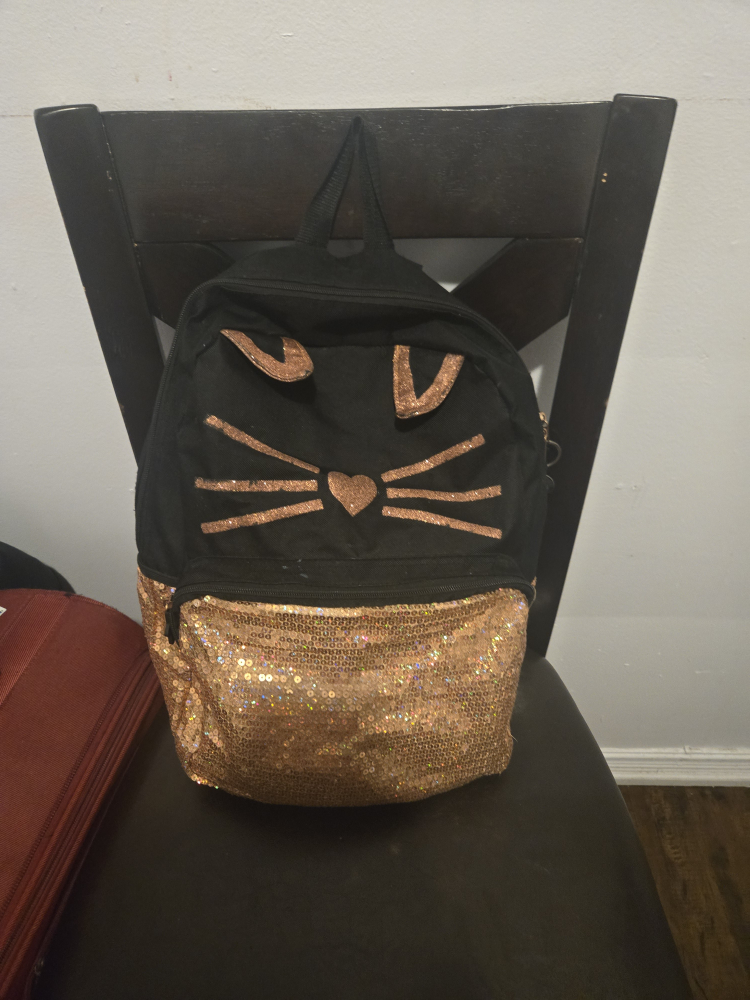 Cute Cat Backpack - Black & Gold