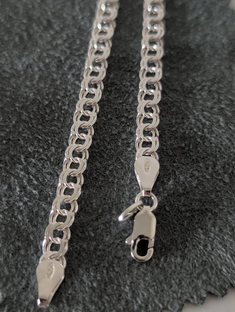 925 Sterling Silver Double Curb Chain Bracelet image indicator(4)