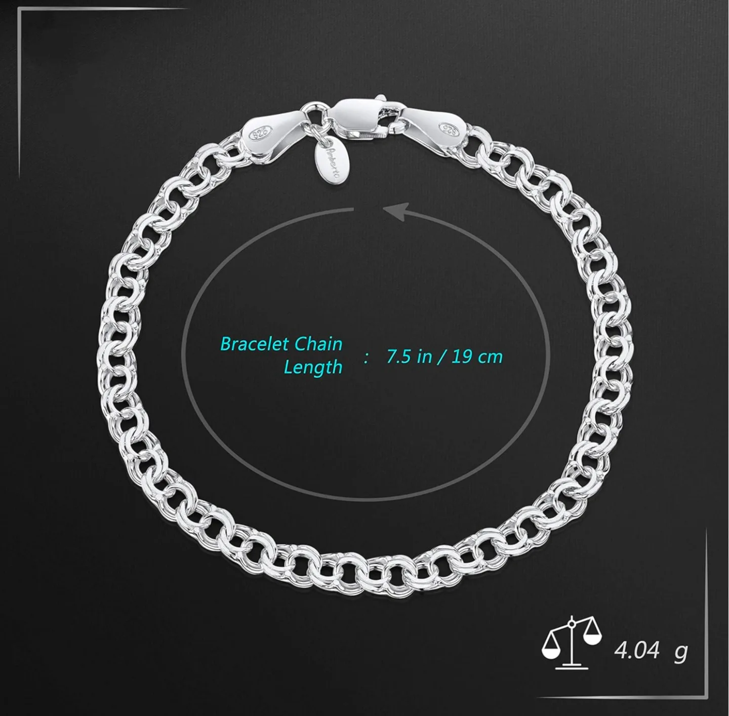 925 Sterling Silver Double Curb Chain Bracelet image indicator(6)