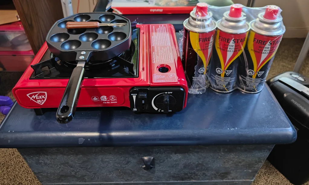 Max Portable Butane Stove with Takoyaki Pan & Fuel image indicator(2)