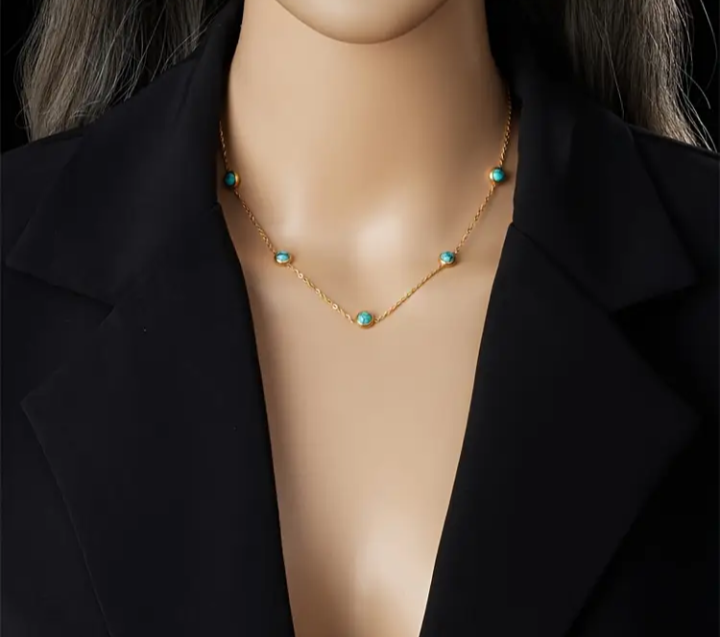 Turquoise Stone Necklace and Earring Set - photo 2