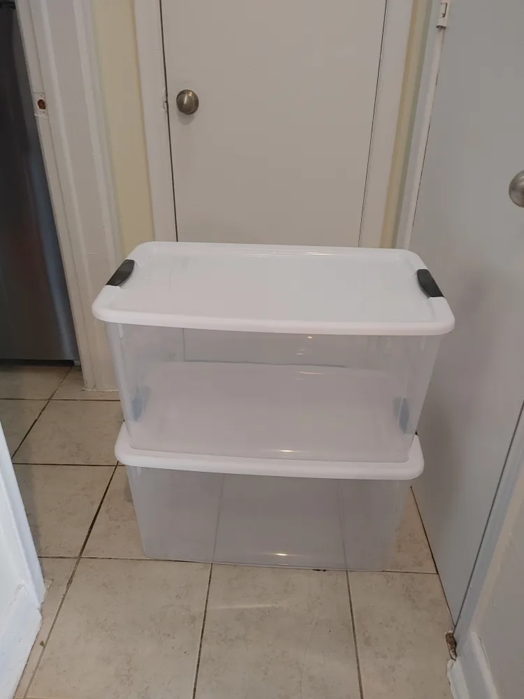 3 Large Clear Plastic Storage Totes - Please Take All 3 thumbnail