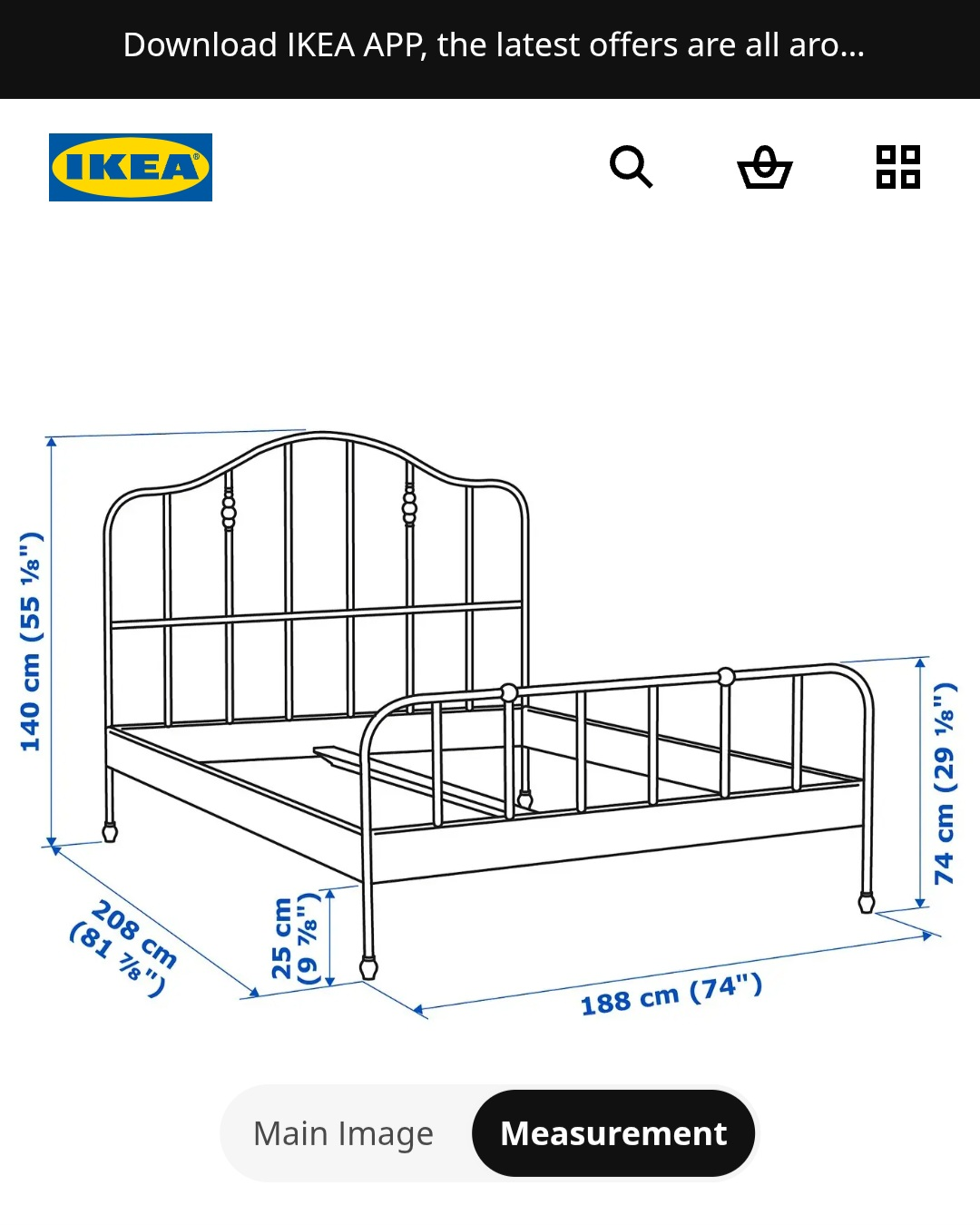 IKEA White Metal Bed Frame, queen Size - photo 2