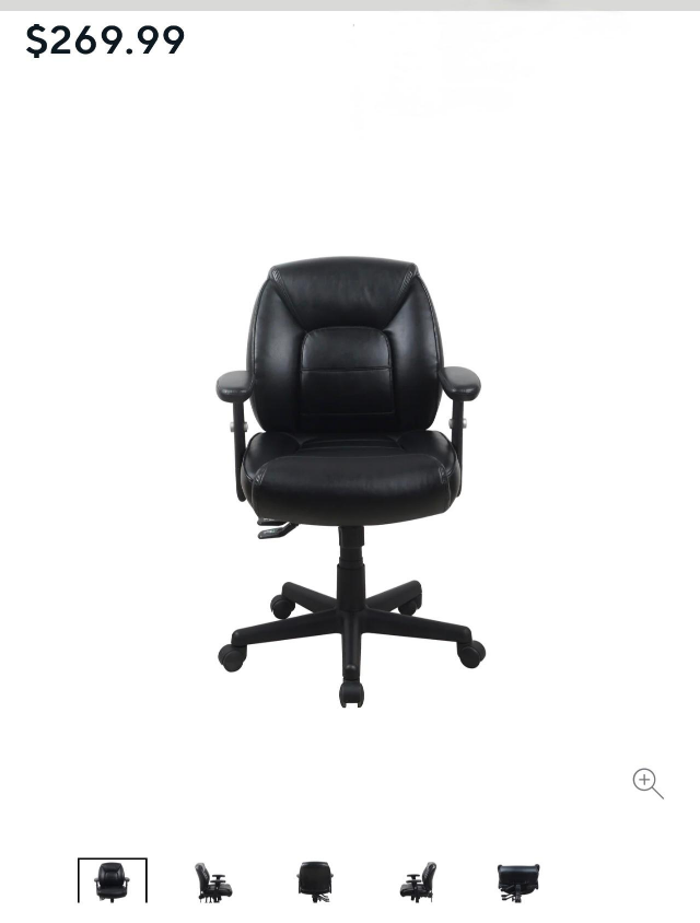 Black Leather Task Chair - photo 2