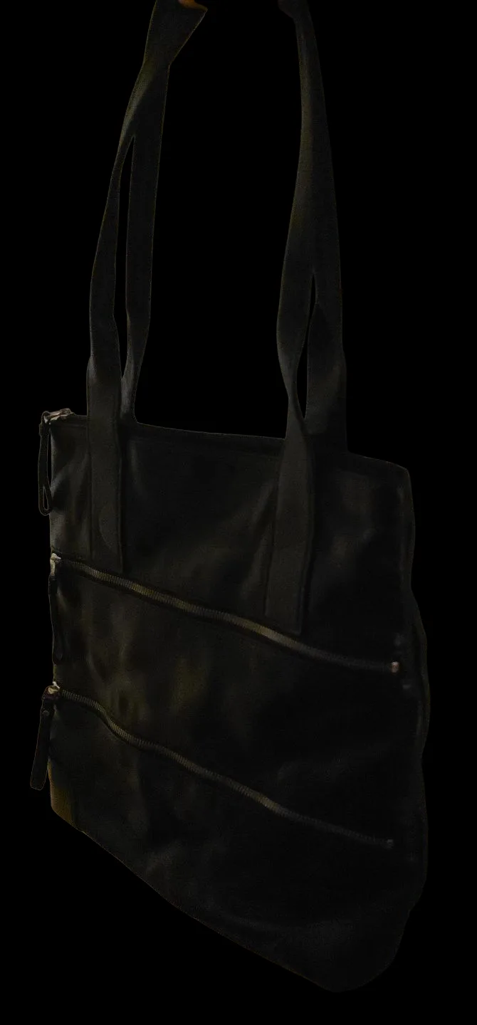 Fossil real leather black tote bag thumbnail