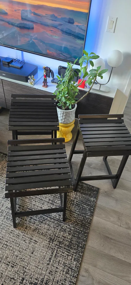 Black Wooden Stools (Set of 3) thumbnail