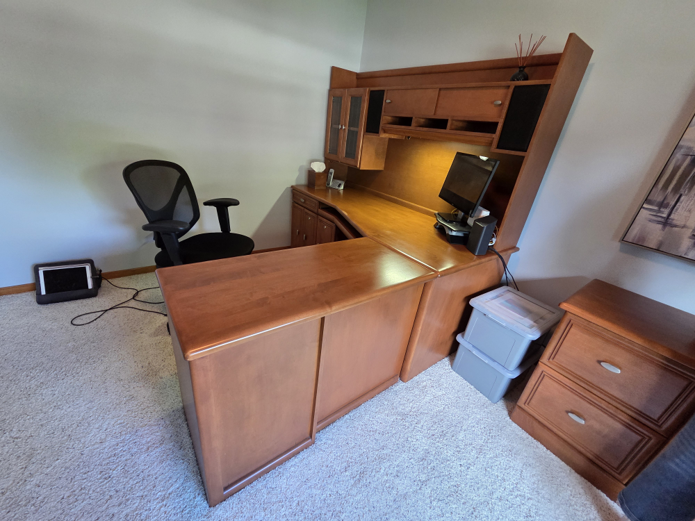 Wooden Corner Desk with filing cabinet - photo 4