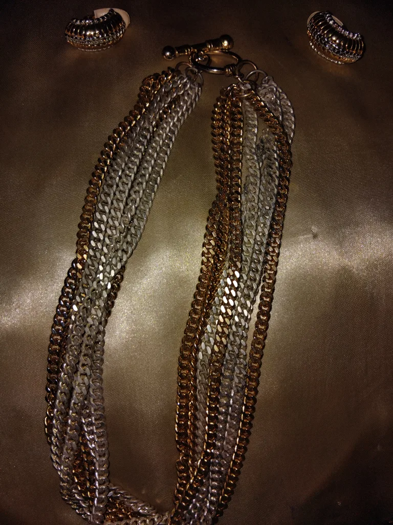 Multi-Strand Chain Necklace & Earrings Set image indicator(2)