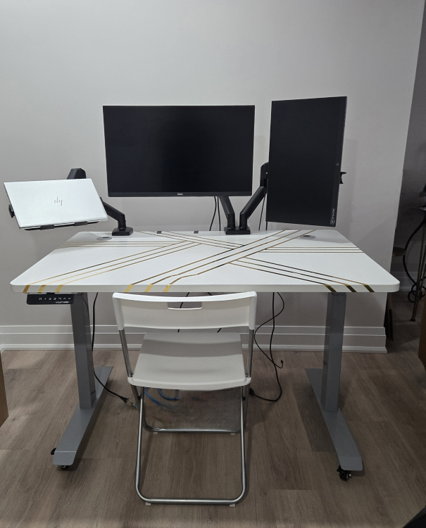 Candesk adjustable Stand Desk - White & Gold
