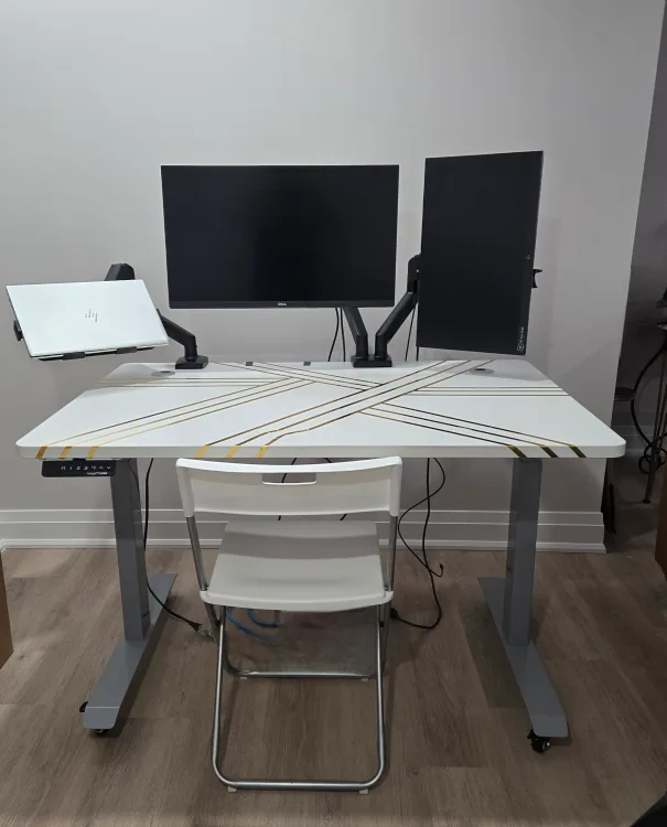 Candesk adjustable Stand Desk - White & Gold thumbnail