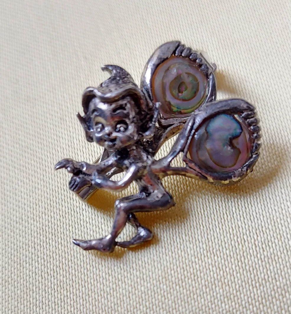 Vintage Fairy Brooch with Abalone Wings thumbnail