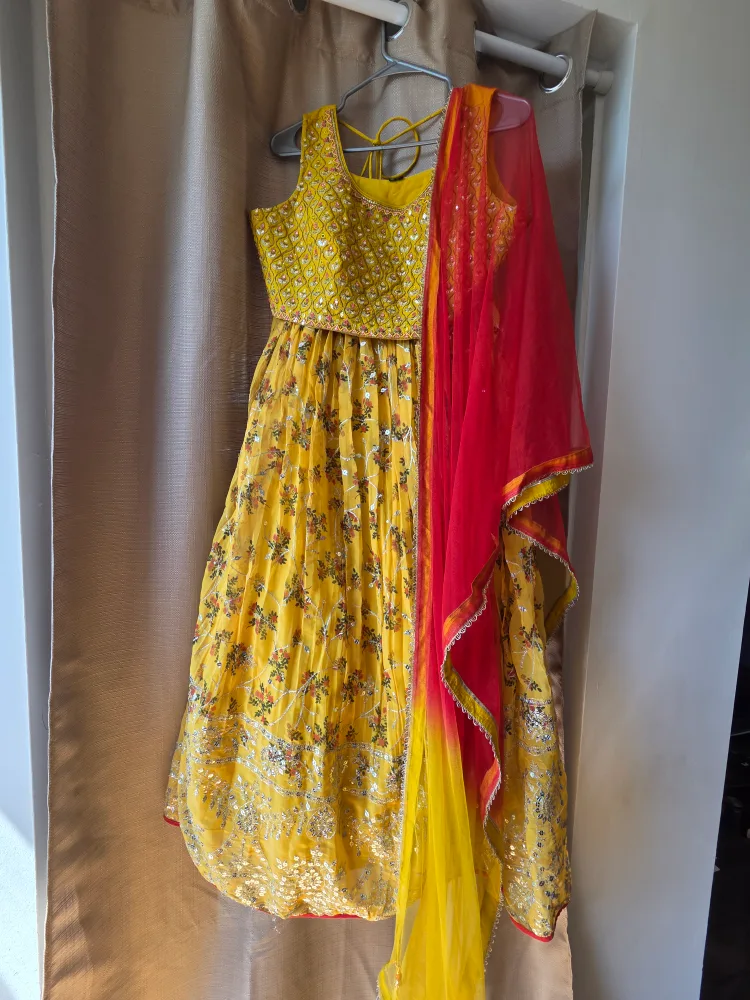 Yellow Floral Lehenga Choli Set thumbnail