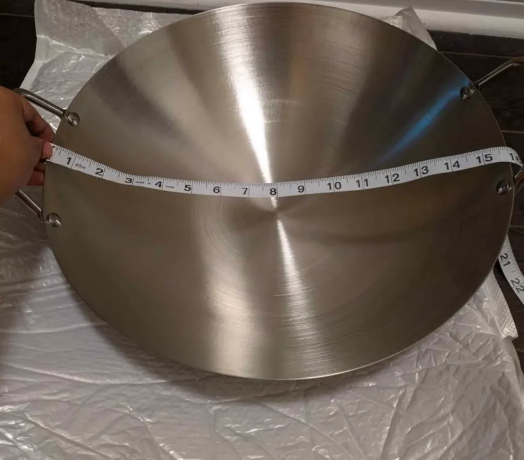 brand new 15 unch high quality Stainless Steel Wok with handles image indicator(6)
