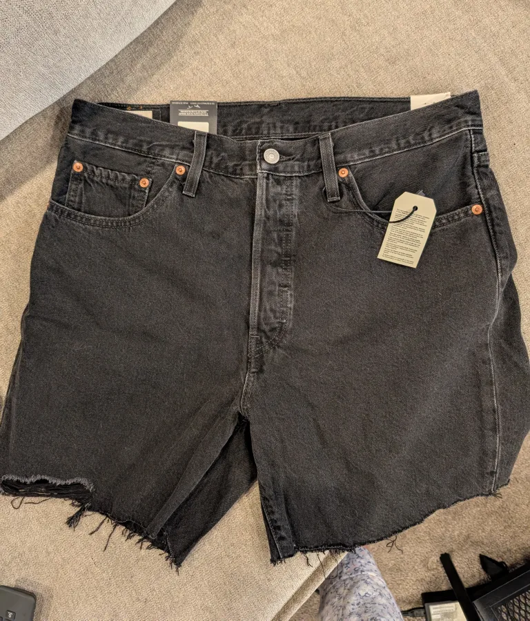 Levi's 501 Black Denim Shorts - New! thumbnail
