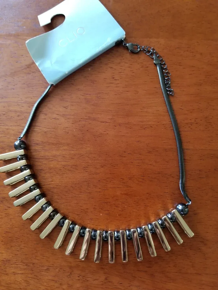 Clio Necklace - Gold & Black thumbnail