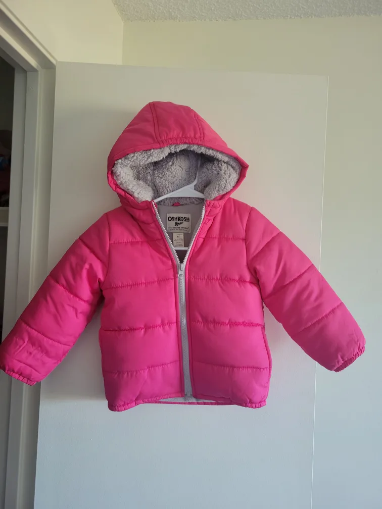 OshKosh B'gosh Pink Winter Puffer Jacket - Size 4T thumbnail
