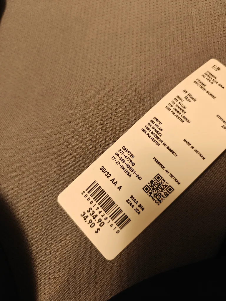 Uniqlo Wireless Bra 30/32 AA Black - New image indicator(2)