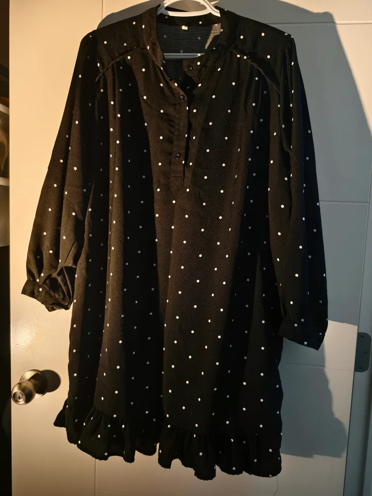 Black Polka Dot Dress (M-XL) thumbnail