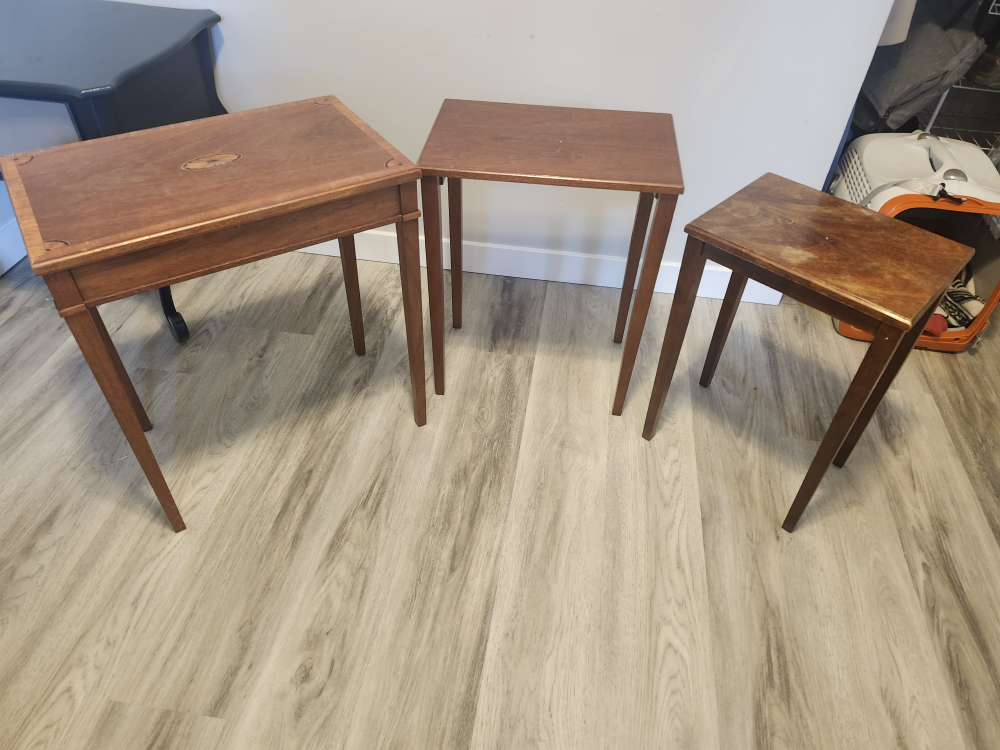 Set of 3 Vintage Wooden Side Tables